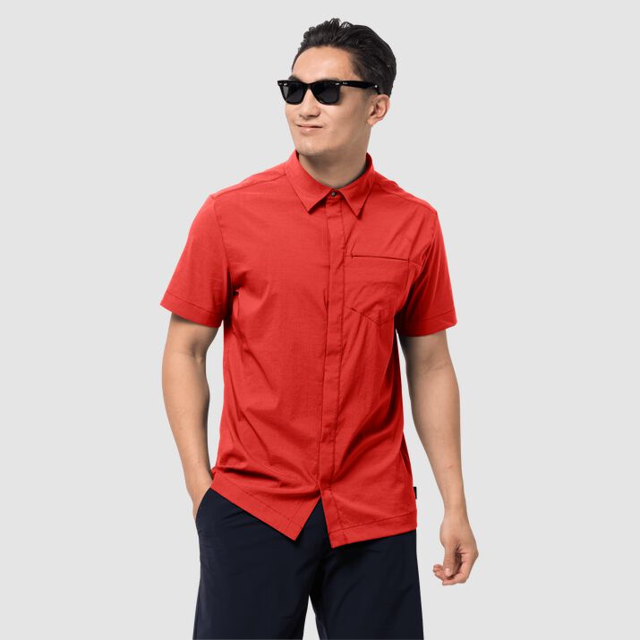 Camisa Manga Corta Jack Wolfskin Jwp Hombre Naranjas Rojos Mexico-1426351